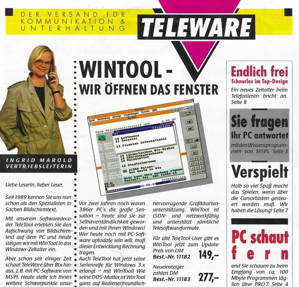 Historische Aufnahme von Ingrid Marold als Vertriebsleiterin bei Teleware 1992