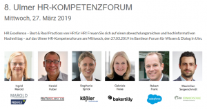 Huber, Robert Frank, Stefanie Sprick, Maximilian Seigerschmidt, Gabriele Heise, Speaker des HR-Kompetenzforums im März 2019